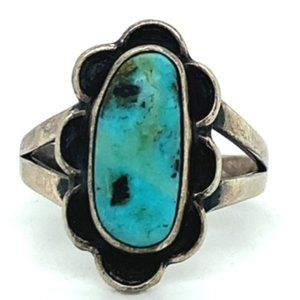 Sterling Native Turquoise Ring Size 9.25